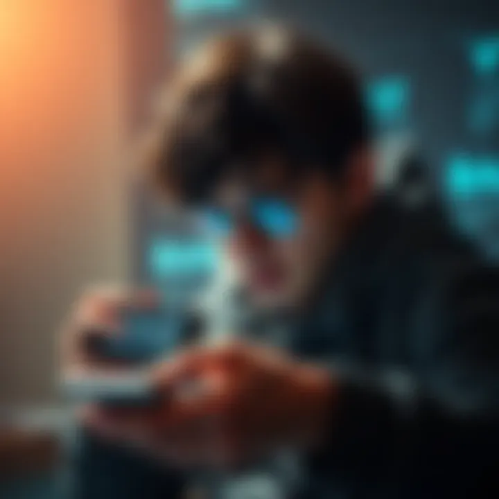 Human Communication Technology A person using devices to represent different forms of communication technology, showing both body language and digital communication methods.