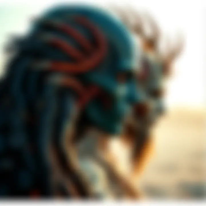 An artistic representation of human hybrids blending human traits with other elements, symbolizing the complexity of human identity.