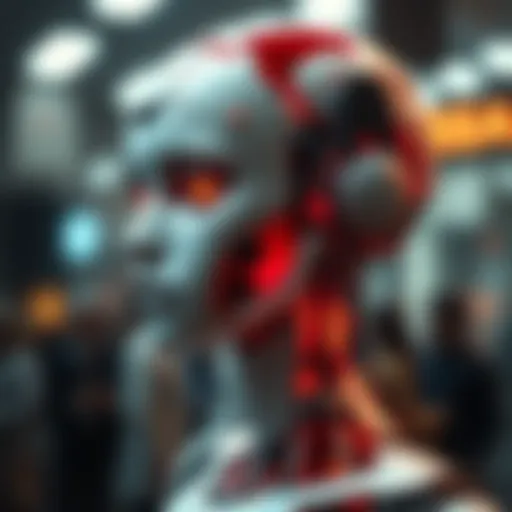 A human figure blended with robotic features, symbolizing the idea of biological robots, showcasing a mix of organic and mechanical parts.
