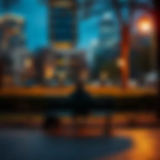Human Struggles A person sitting alone on a bench in a city park, looking thoughtful and reflecting on life's challenges like bullying and depression.