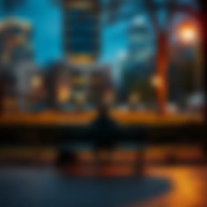 Human Struggles A person sitting alone on a bench in a city park, looking thoughtful and reflecting on life's challenges like bullying and depression.
