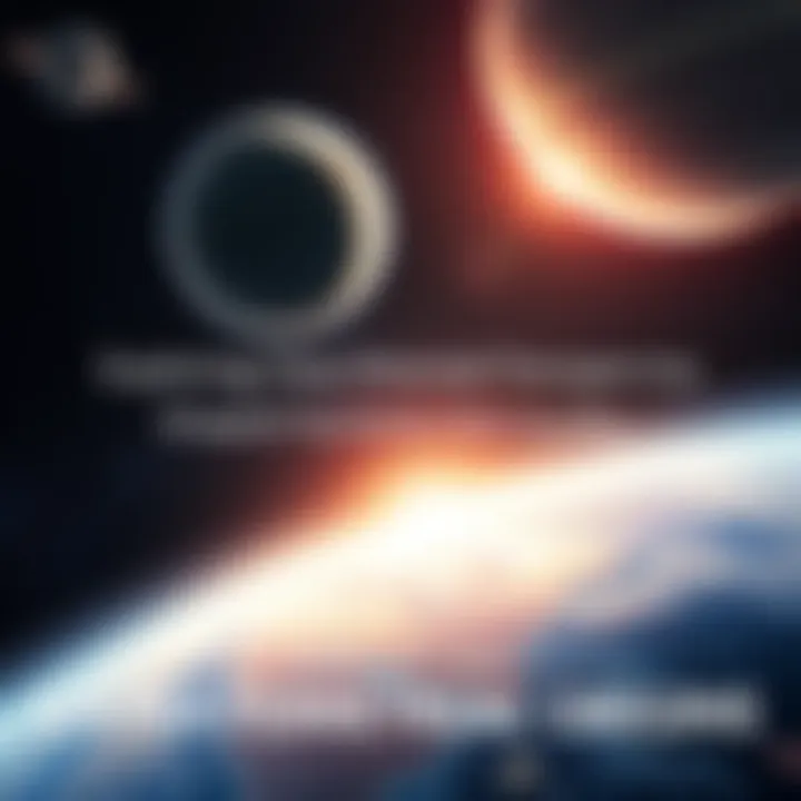 An illustration showing Earth with stars and planets above, symbolizing the idea of humanity originating from extraterrestrial sources.