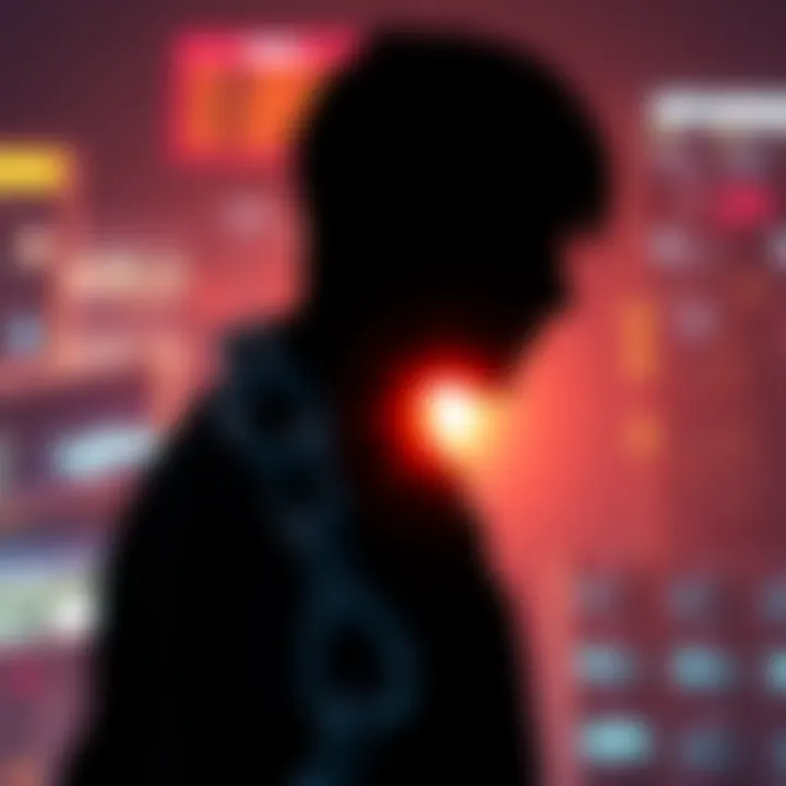 Humanity Facing Digital Enslavement A silhouette of a person with digital chains, representing the threat of becoming NFT slaves in a virtual environment