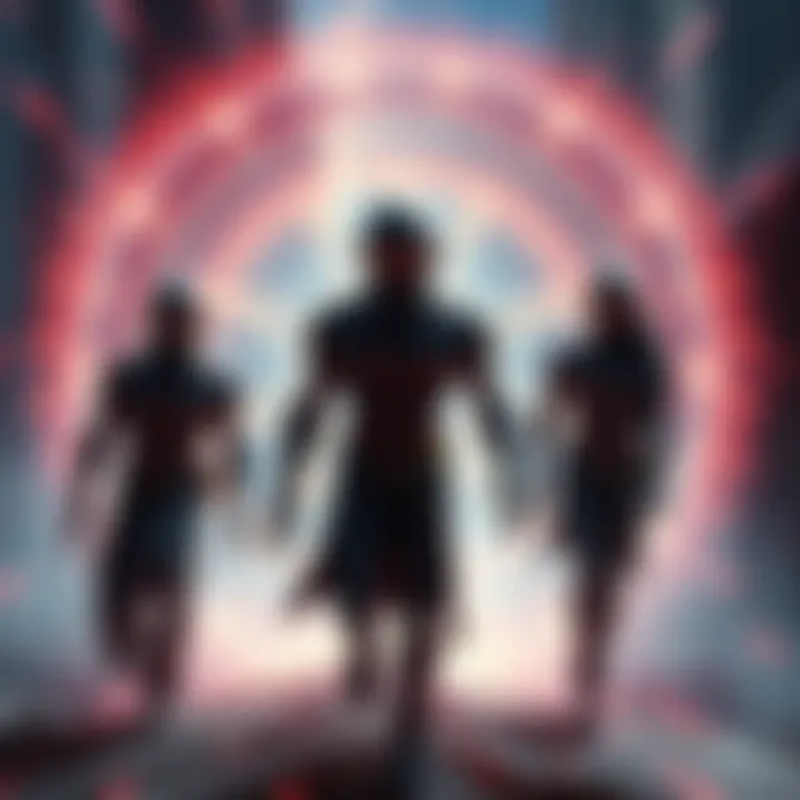 A depiction of humanlike beings entering our reality, surrounded by a glowing craft that emits vibrational energy, symbolizing interdimensional travel.