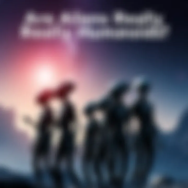 Humanoid Aliens in Space An artistic depiction of humanoid aliens standing under a starry sky, showcasing similarities to human forms while maintaining unique features.