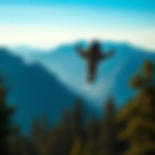 A humanoid figure flying above the trees in Sequoia National Park, surrounded by a clear blue sky.