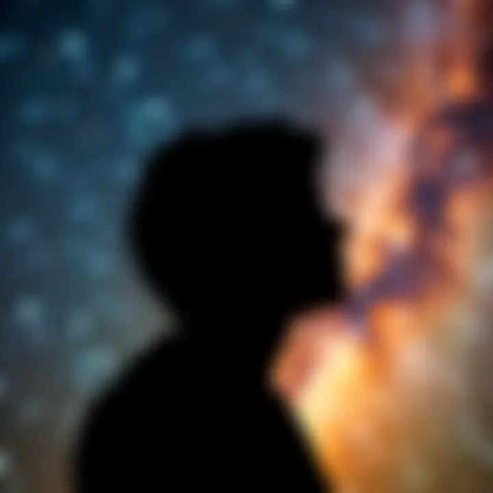 Silhouette of a person gazing at the night sky filled with bright stars, illustrating the bond between humans and the cosmos.