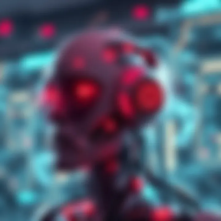 A human figure with robotic elements, symbolizing the idea of humans as biological robots, set against a tech-inspired background.