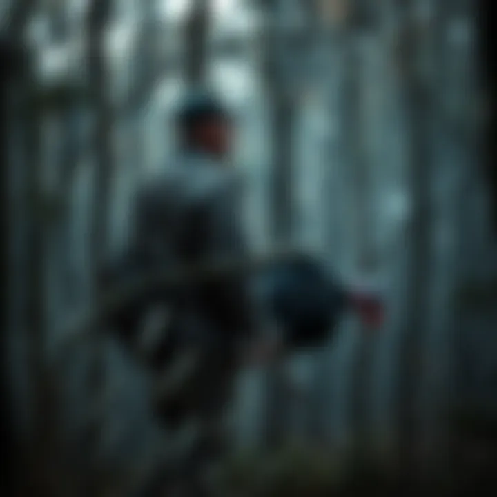 Hunter listening in the woods Oklahoma turkey hunter standing still, listening to strange crying sounds in the forest