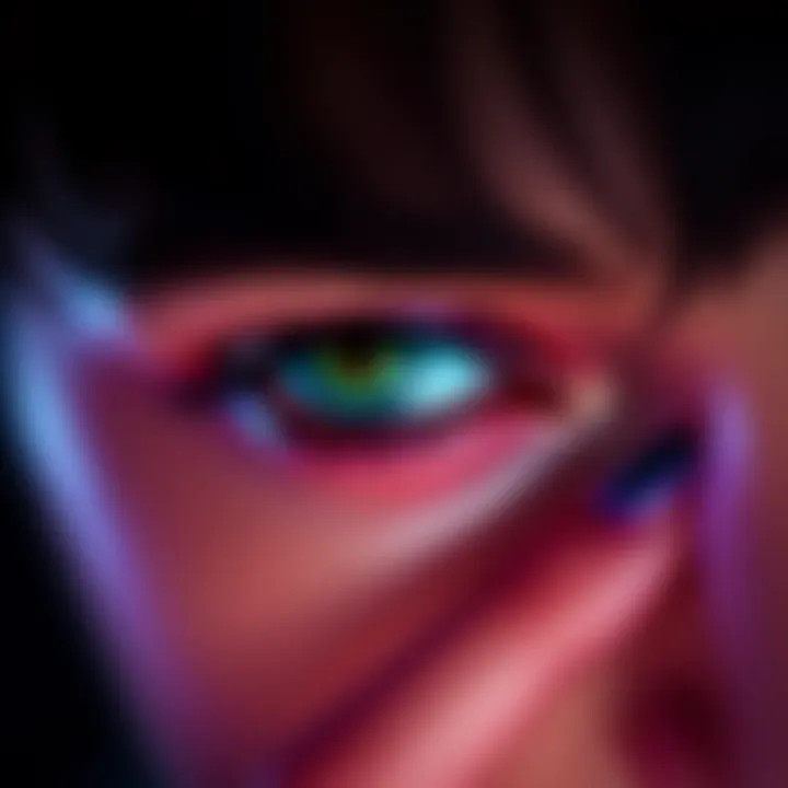 A person showcasing striking eye makeup techniques for achieving Hunter eyes