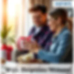 A husband smiles while opening a signed birthday gift from his wife, showcasing their love and celebration.