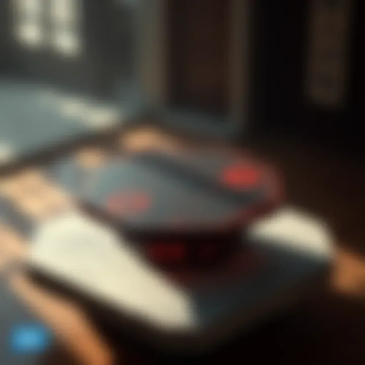 I Ching Table Design A hexagonal table featuring I Ching symbols, designed for a hackerspace discussion on creativity and wisdom in cybersecurity.