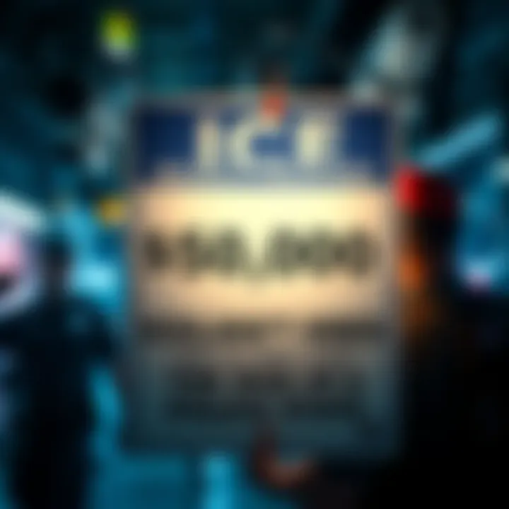 A recruitment poster showing $50,000 incentive for ICE new hires, with a background of a police officer and surveillance cameras