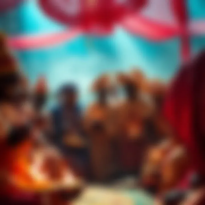 A gathering of people performing Ifa rituals honoring Ododua, with traditional attire and ceremonial items present.