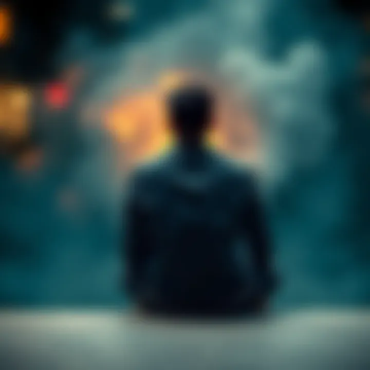 A person sitting calmly, with a troubled background blurred out, symbolizing the act of ignoring issues.