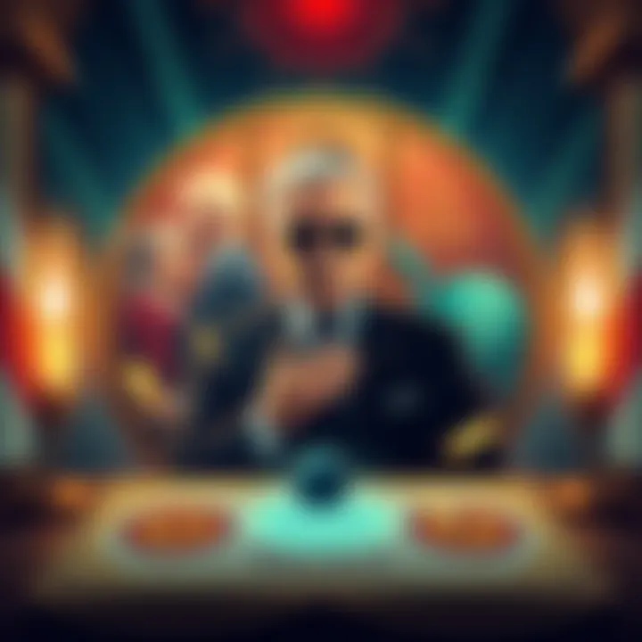 Illustration showing cards from the Illuminati card game with symbols representing politics and control, featuring a figure resembling Joe Biden