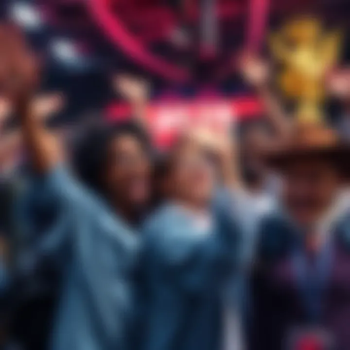 A group of diverse people celebrating remarkable achievements in various fields, showing excitement and joy.