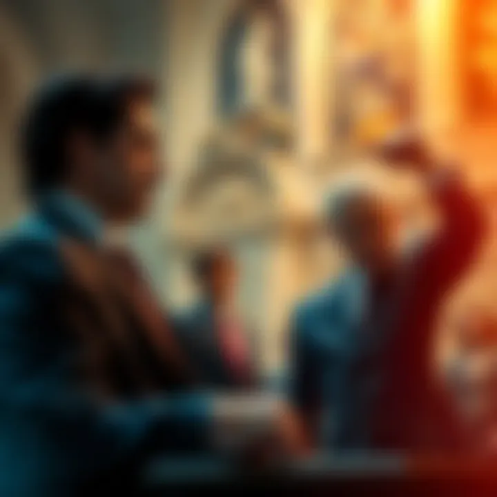 A courtroom scene showing prominent leaders like Henri de Castries and José Manuel Barroso being indicted for compromising national sovereignty.