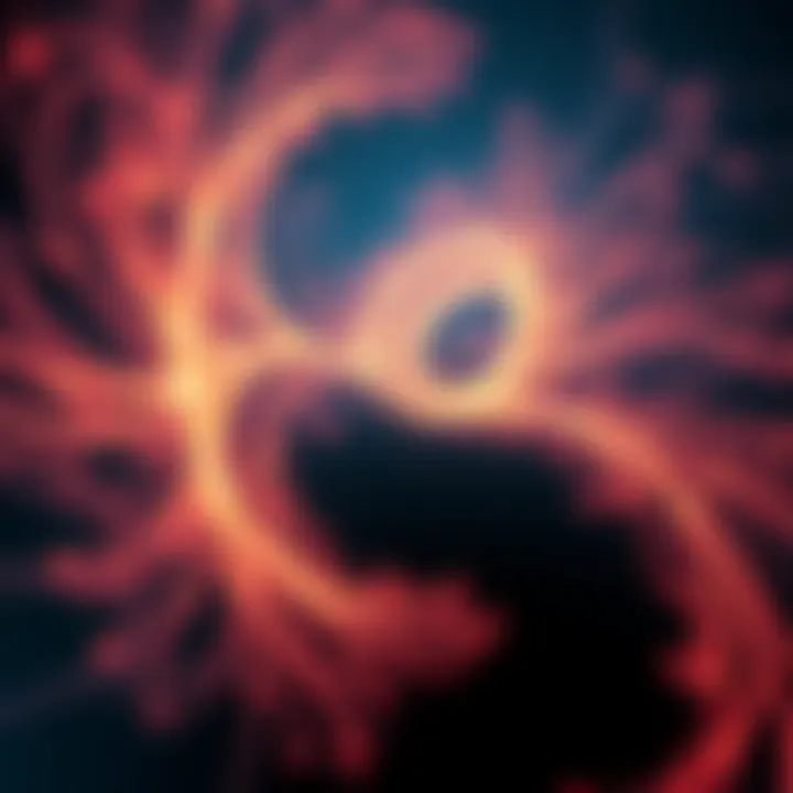 An abstract depiction of infinity symbolized by swirling patterns and a dark void, evoking feelings of depth and eternity.