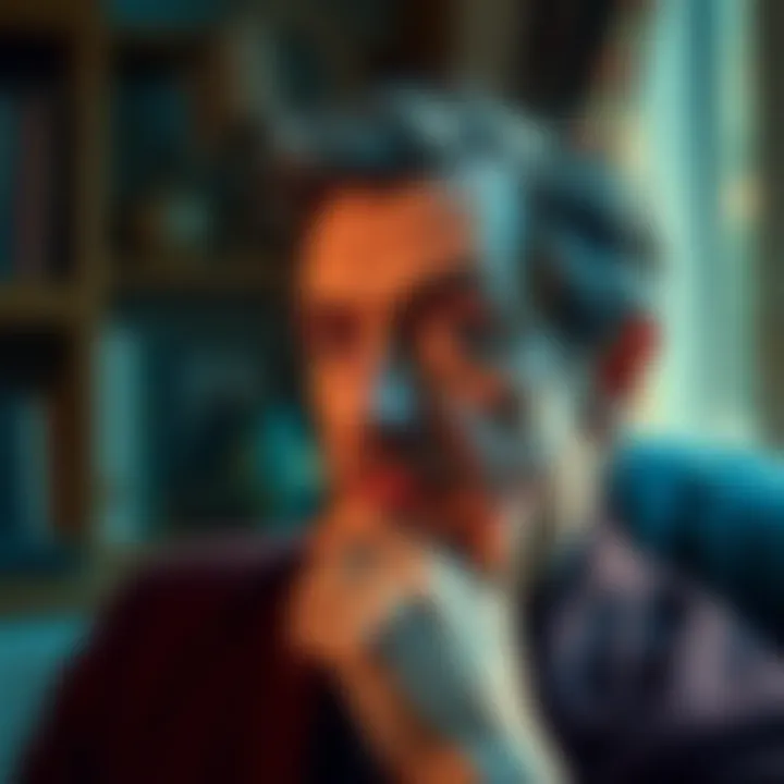 A portrait of Ingo Swann, a prominent figure in consciousness studies, with a thoughtful expression in a cozy setting.