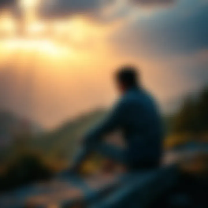 A person reflecting on their Inner Engineering experience, seated in a peaceful environment with nature around them, showing calmness and thoughtfulness.