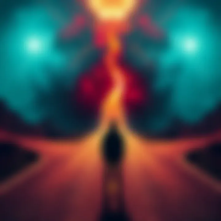 A person standing at a crossroads, symbolizing the journey of addressing inner turmoil and emotional health