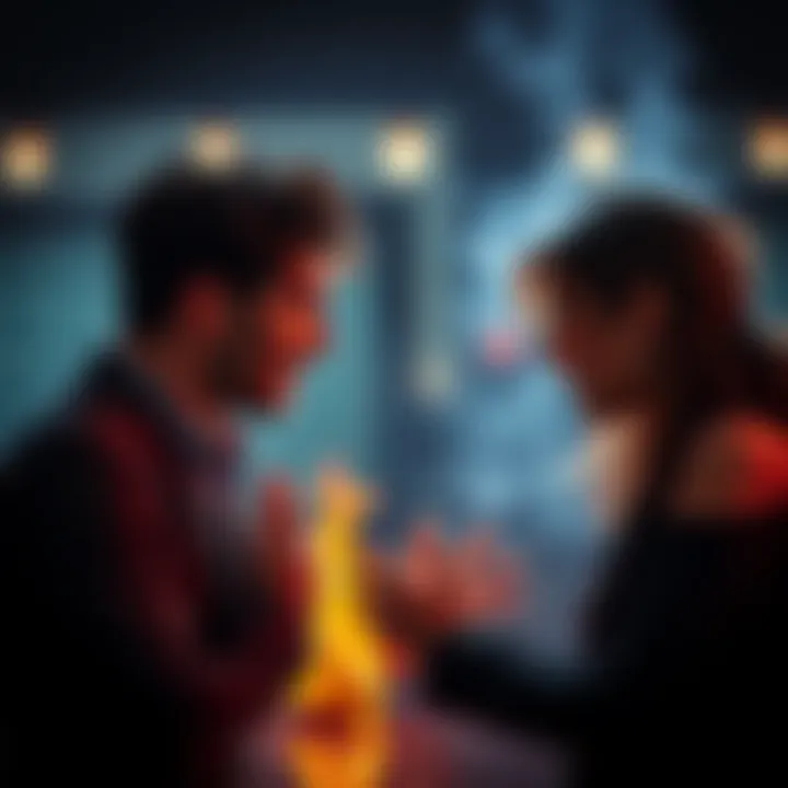 A couple in a heated discussion with strong emotions, showcasing intensity in their relationship.