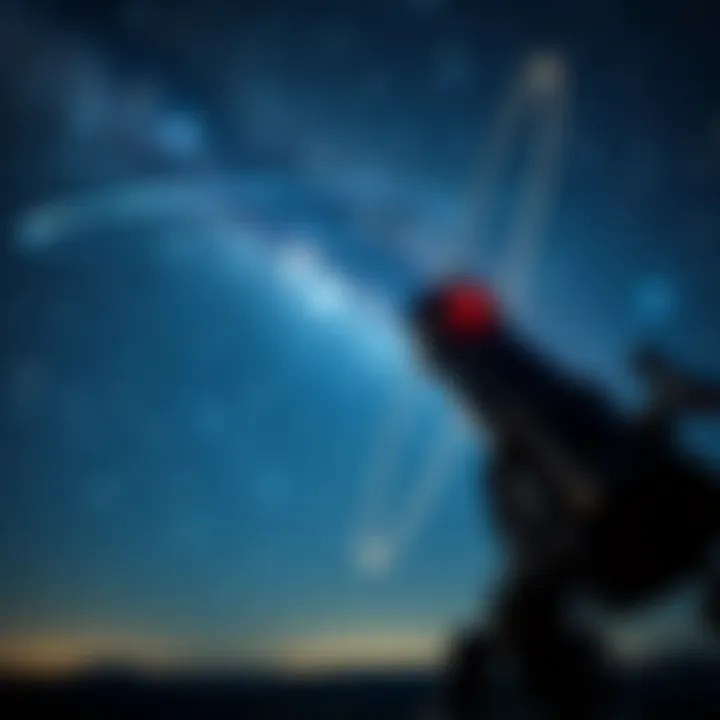 A telescope pointing at the night sky with stars and galaxies, symbolizing research on interstellar objects like 3I/ATLAS.