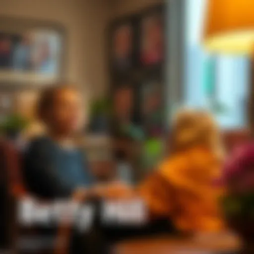 A young woman sitting in a cozy living room, sharing her thoughts about her aunt Betty Hill's UFO experience, with framed photos in the background.