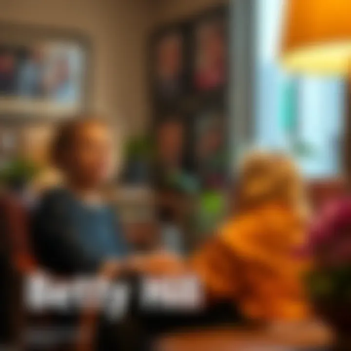 A young woman sitting in a cozy living room, sharing her thoughts about her aunt Betty Hill's UFO experience, with framed photos in the background.