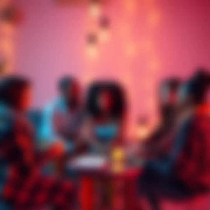 A group of people engaged in an intuitive reading session, discussing feelings and sharing initials with an inviting atmosphere.