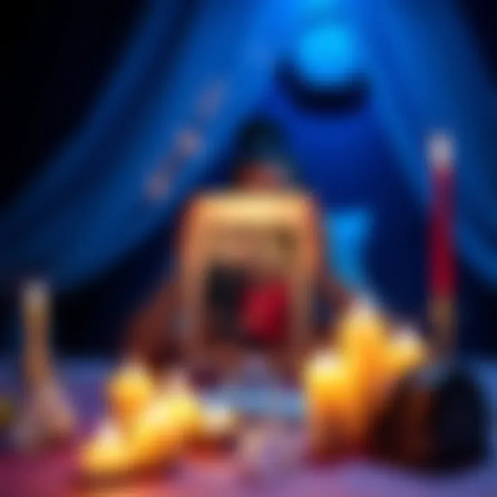A person sitting at a table, surrounded by candles and crystals, holding a photo of a loved one while meditating.