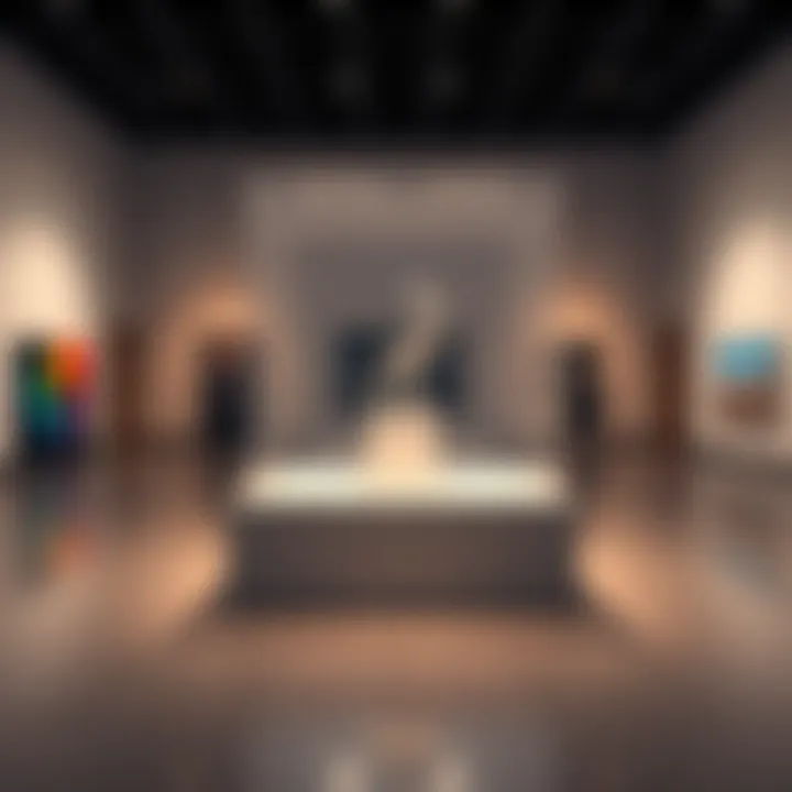 Invisible Sculpture Display An empty pedestal representing the sold invisible sculpture in an art gallery setting