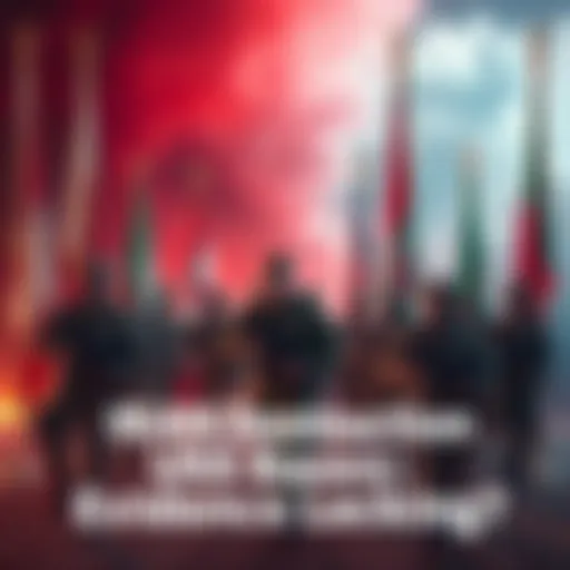 Iranian military personnel announcing destruction of US military bases with flags and maps in the background