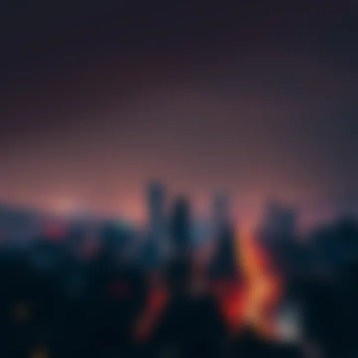 A darkened city skyline representing Iran during an internet shutdown amid protests