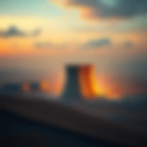 An aerial view of a nuclear facility with cooling towers and security fences, highlighting Iran's nuclear development.