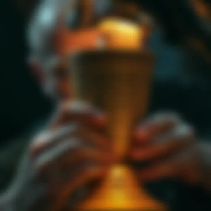 A person carefully carving designs on an Irish Ogham cup for Father's Day
