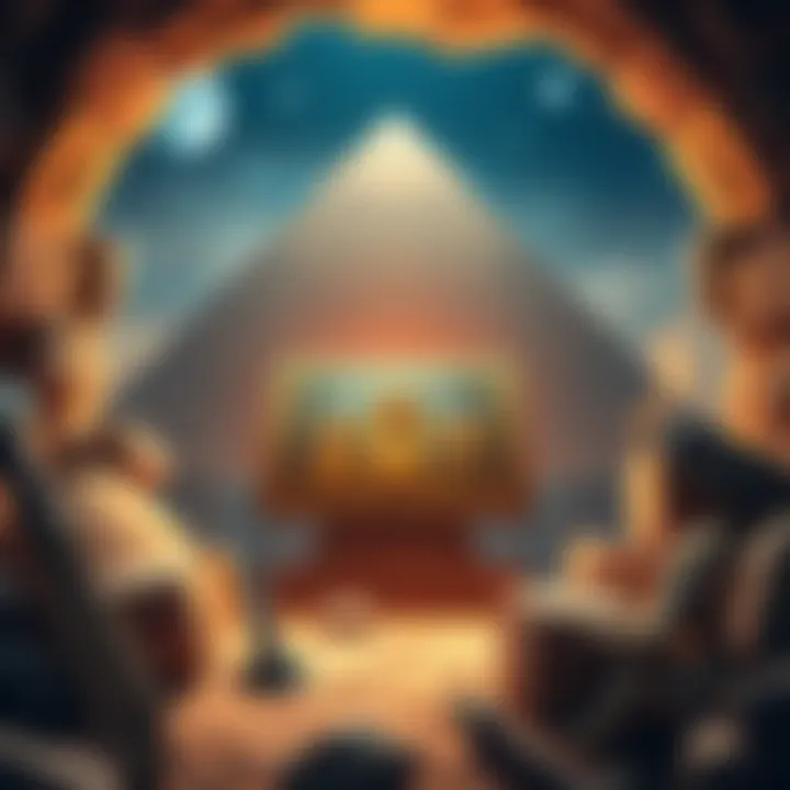 Iron Plate Found in Great Pyramid An illustration showing an iron plate inside the Great Pyramid, surrounded by ancient stone and tools used by Egyptologists in the 1800s.