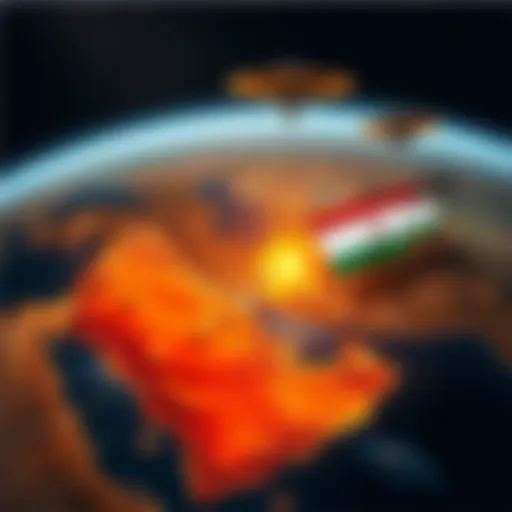Graphic showing a map highlighting Israel and Iran with symbols of conflict and UFOs hovering above, representing Chris Bledsoe's vision of intervention.