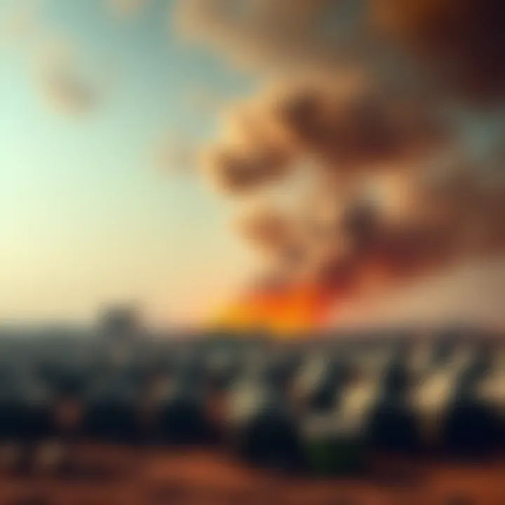 Israeli airstrike on Gaza tent camp Smoke rises from a tent camp for displaced Palestinians after an Israeli bombing in Central Gaza, illustrating the ongoing humanitarian crisis.