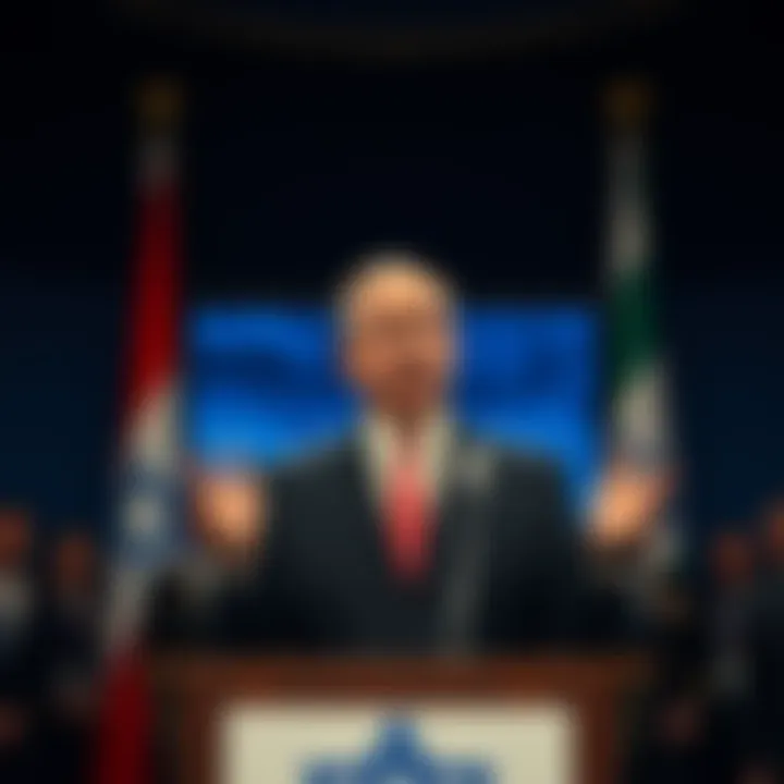 Israeli Defense Minister Katz stands at a podium, making a serious statement about Iran's future leadership.