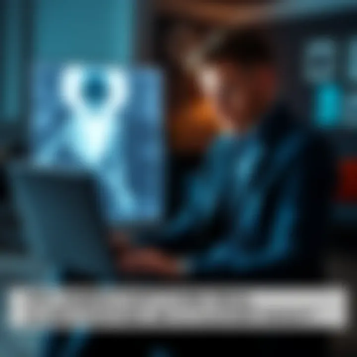 James sitting with a laptop, showing a video of a supposed alien sighting while looking intrigued