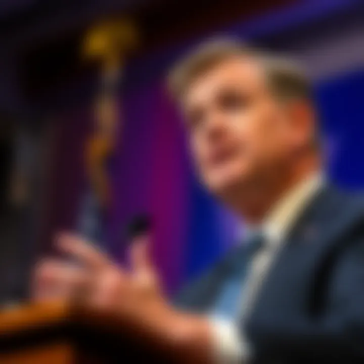 James Comer at a podium discussing Clinton's testimony on Epstein allegations