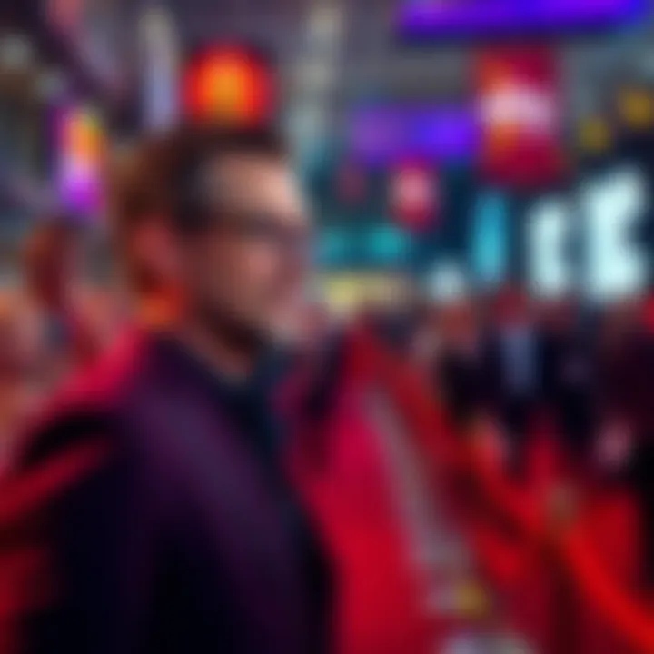 James Gunn attends a red carpet event, looking confident and engaged with fans and media