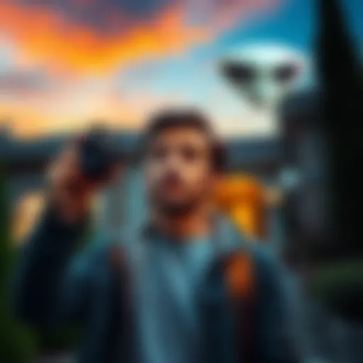 James Franco posts alien video James Franco standing outside his home, filming a strange object in the sky that resembles an alien, with a curious look on his face.