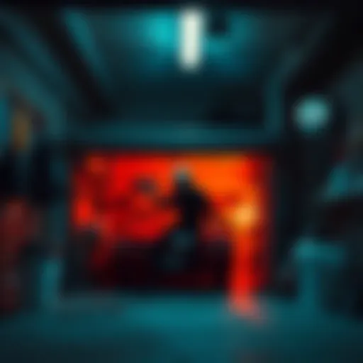 James Franco's garage showing a figure with glowing eyes, sparking alien theories.