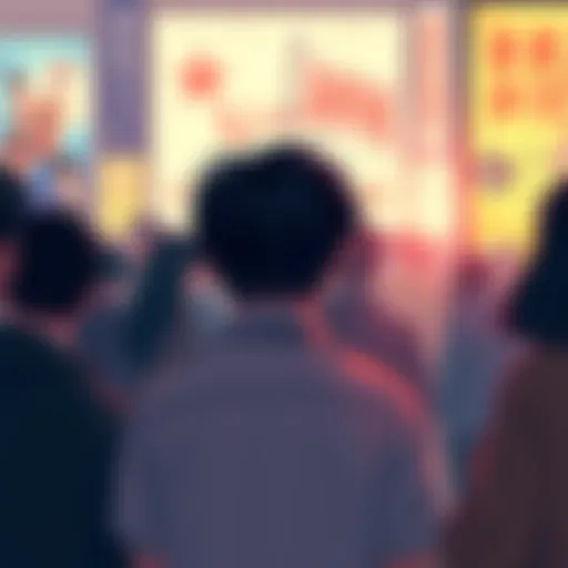 People discussing Japan's movie delay on forums with film posters in the background