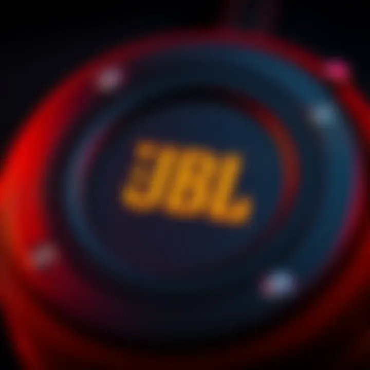 Close-up of the mysterious symbol found on a JBL Bluetooth speaker, highlighting its design and features.
