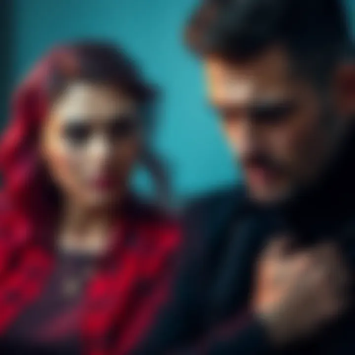 A couple with one partner looking upset while the other appears indifferent, showing the emotional tension related to jealousy.