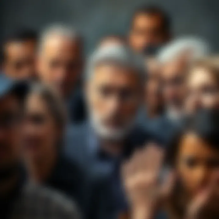 A photo depicting Jeffery Epstein surrounded by a diverse group of individuals, highlighting connections to controversial beliefs.